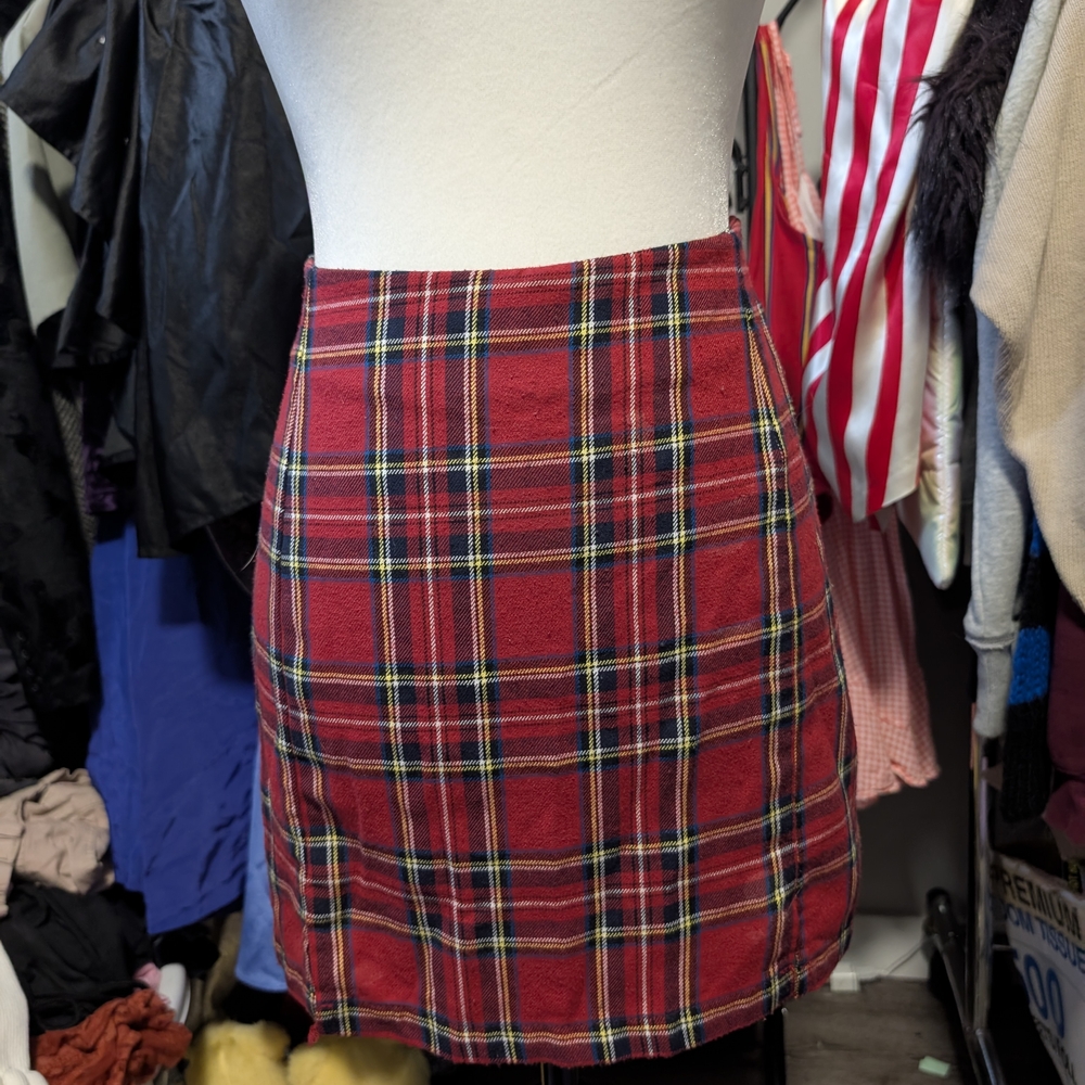 Brandy Melville Red Plaid Mini Skirt
